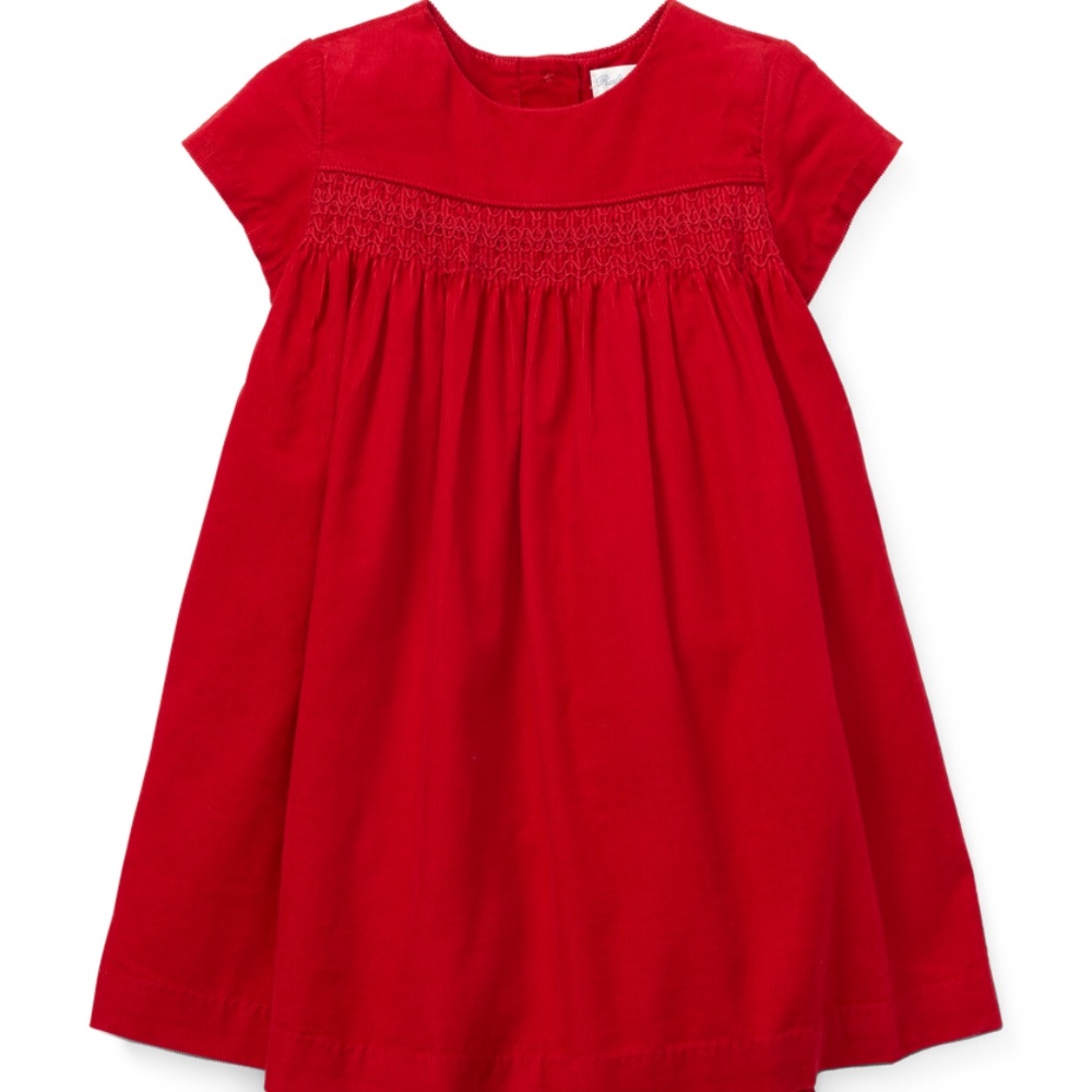 Christmas Ready! RL Red Corduroy Smocked Dress